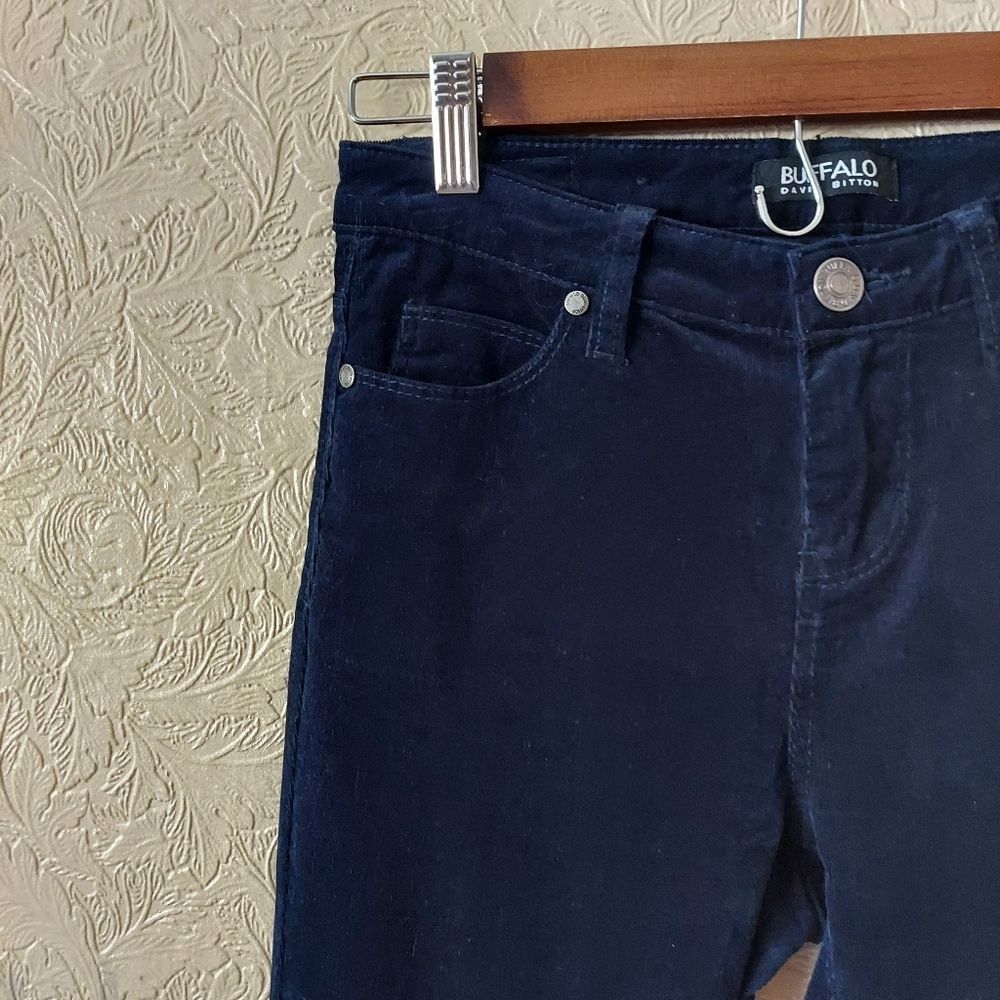 Buffalo David Bitton Blue Corduroy Pants Supreme Mid Rise Skinny Stretch Sz 2 - Picture 6 of 10